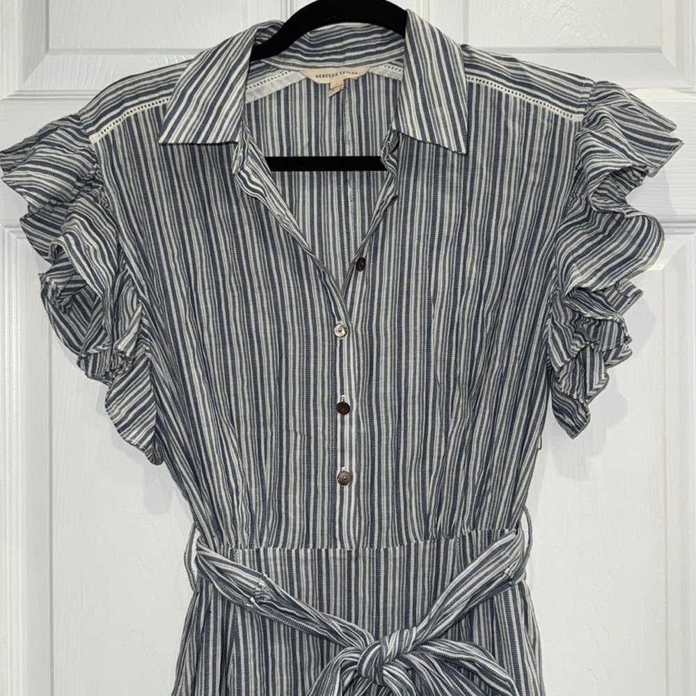 Rebecca Taylor Striped Ruffle Dress - Picture 2 of 12
